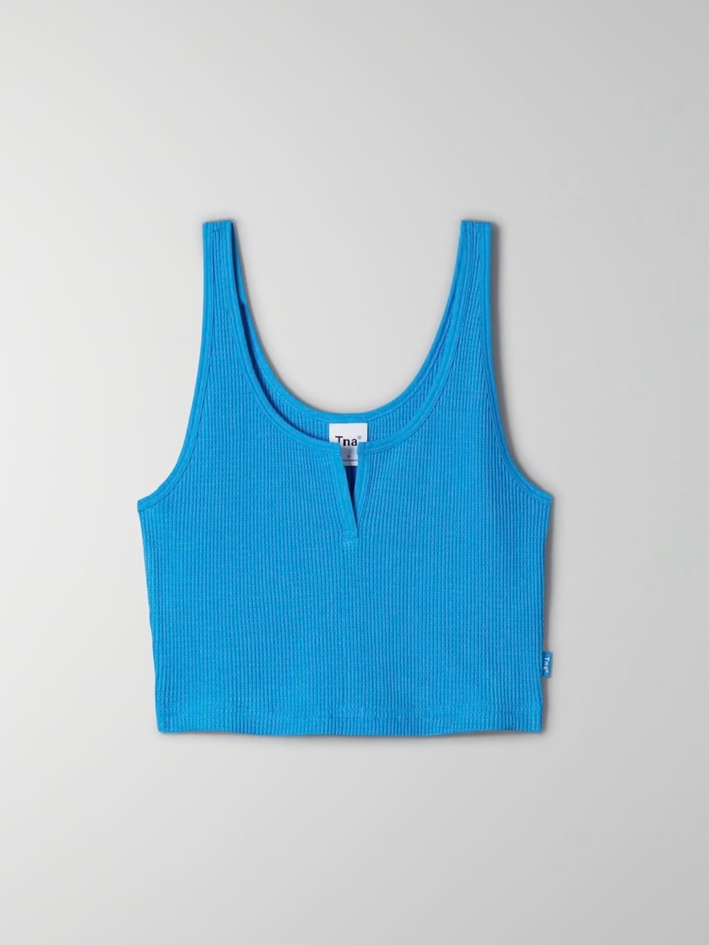 TNA Turquoise Waffle Notch Tank Top